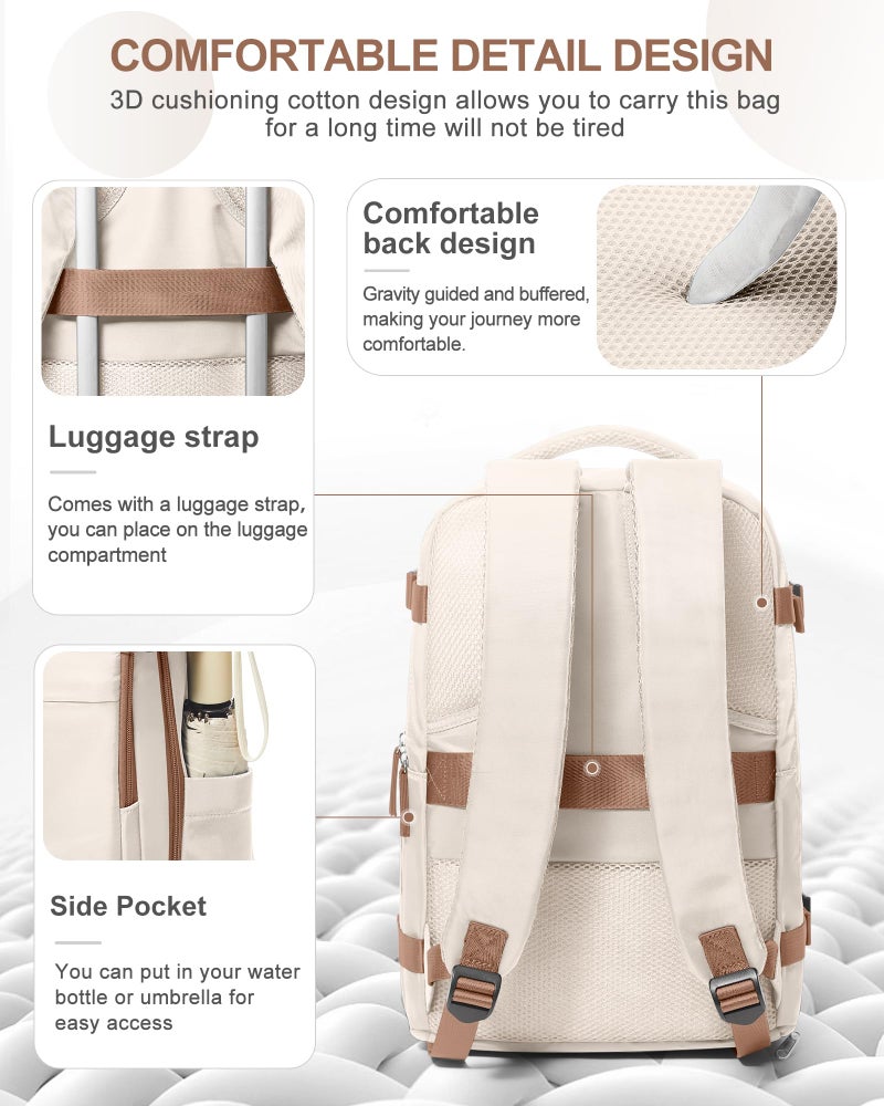 coowoz Travel Backpack Carry On for Women Man Gym Backpacks with Laptop Compartment Mochila de Viaje Teacher Personal Item Backpack Airplane Accessories Must Haves Beige Brown Small - Image 3